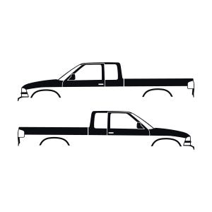 Set di 2 adesivi a forma di silhouette per auto per Chevy S10 Later Nero