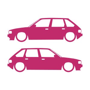Set Of 2 Lowered Car Silhouette Decal Stickers For Austin Maestro Pink