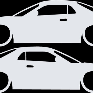 Set di 2 adesivi con silhouette di auto ribassate per Mitsubishi FTO Bianco