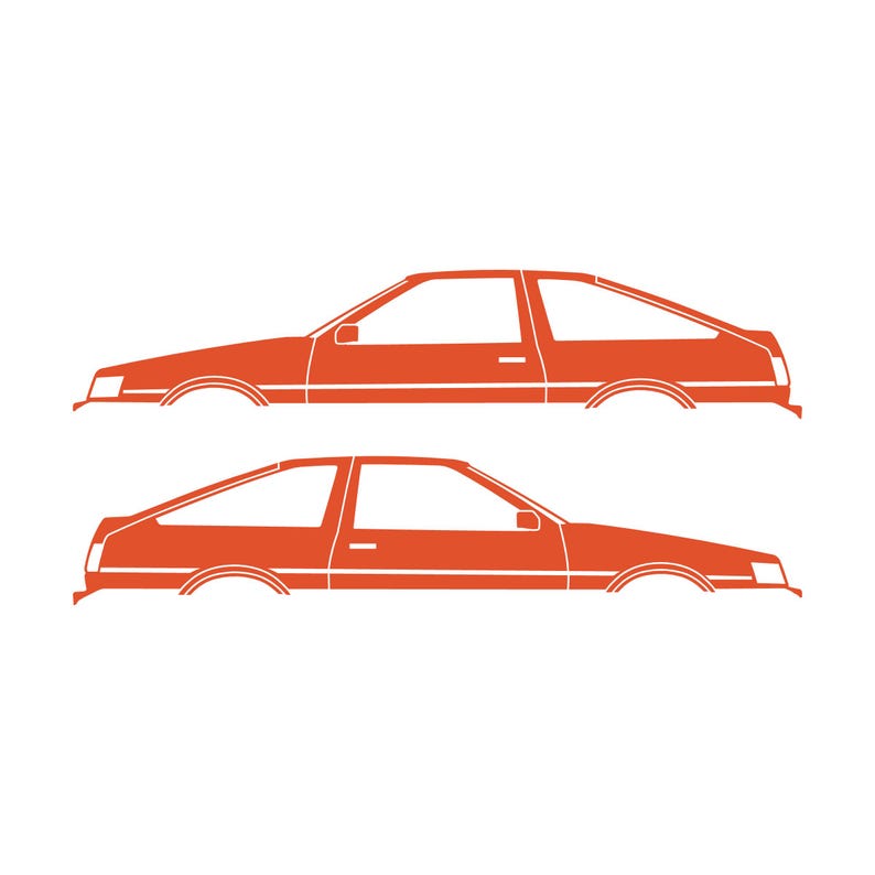 Set Of 2 Car Silhouette Decal Stickers For Toyota AE86 Corolla Levin Hatchback Orange