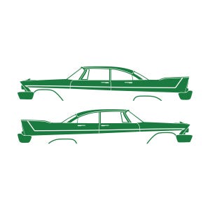Set Of 2 Car Silhouette Decal Stickers For 1957-58 Plymouth Belvedere Sport Fury 4-door Green