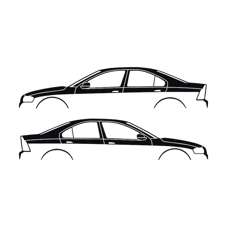 Set Of 2 Car Silhouette Decal Stickers For Volvo S60 R 1st Gen 2001-09 Black