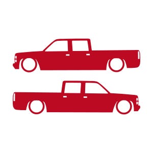 Set mit 2 Aufklebern für tiefergelegte Fahrzeuge für Chevrolet Silverado C1500 Crew Cab 1987-98 Rot