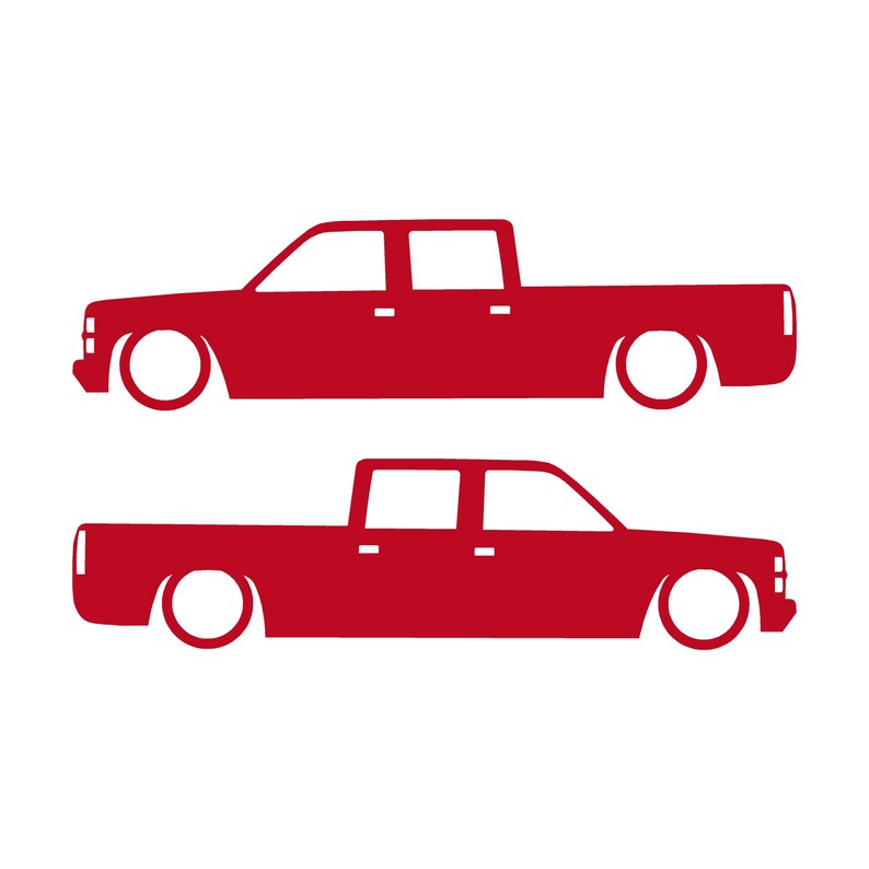Set mit 2 Aufklebern für tiefergelegte Fahrzeuge für Chevrolet Silverado C1500 Crew Cab 1987-98 Rot