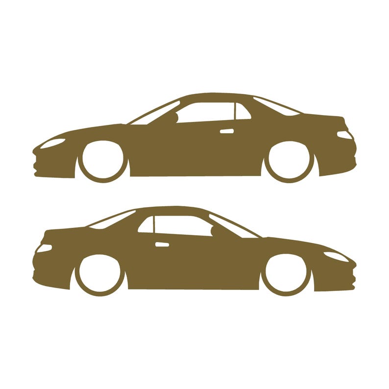 Set di 2 adesivi con silhouette di auto ribassate per Mitsubishi FTO Oro