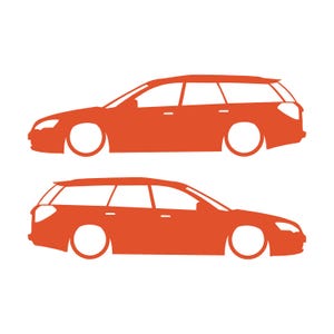 Juego de 2 pegatinas decorativas con silueta de coche rebajado para Subaru Legacy BP Wagon de cuarta generación. Naranja