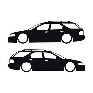 Set med 2 sänkta silhuettdekaler för Honda Accord 5:e generationen 1993-97 kombi Svart