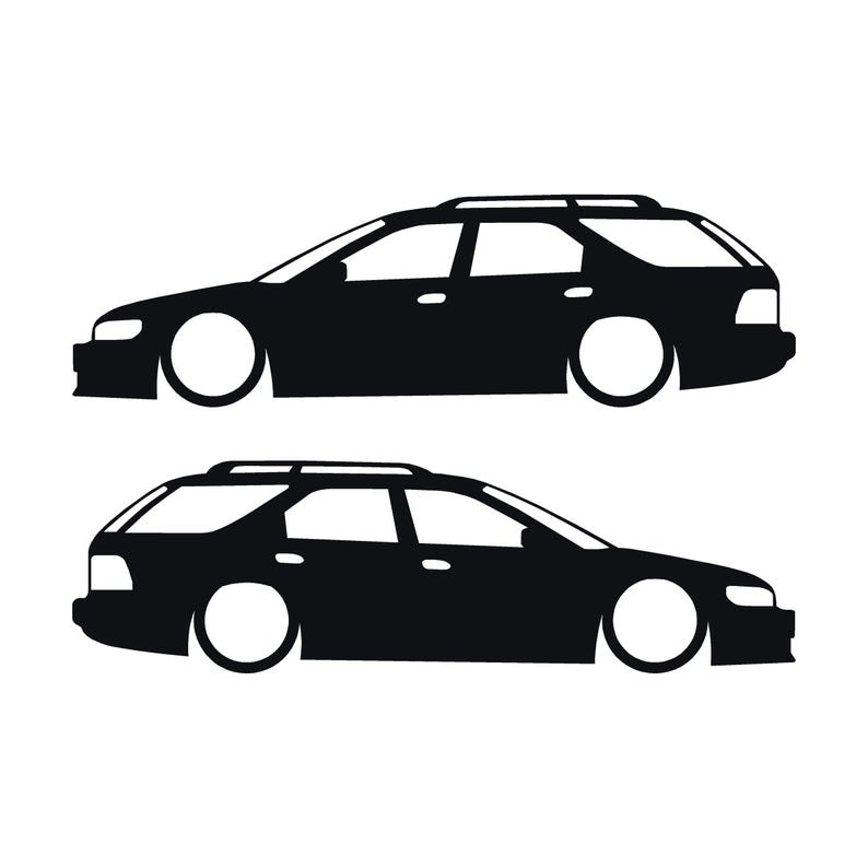 Set med 2 sänkta silhuettdekaler för Honda Accord 5:e generationen 1993-97 kombi Svart