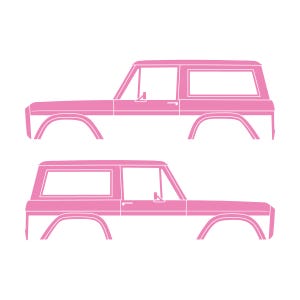 Set Of 2 Car Silhouette Decal Stickers For Classic Ford Bronco 1st Gen Top Removed Soft Pink