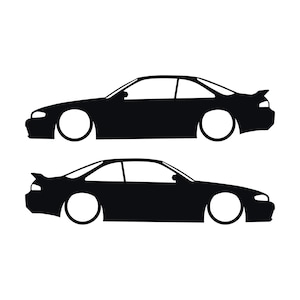 Set Of 2 Lowered Car Silhouette Decal Stickers For Nissan 240 SX S14 Silvia ZENKI Black