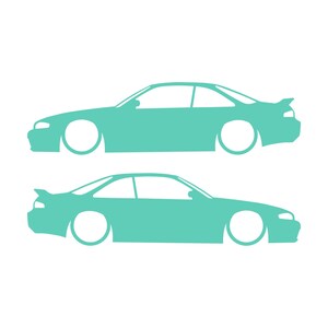 Set Of 2 Lowered Car Silhouette Decal Stickers For Nissan 240 SX S14 Silvia ZENKI Mint
