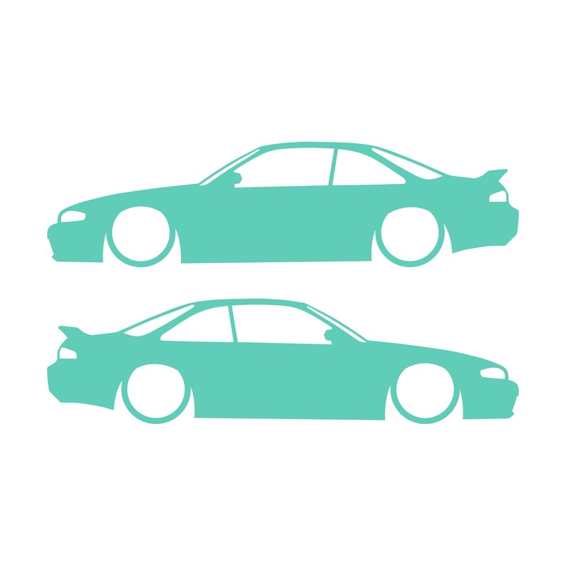 Set Of 2 Lowered Car Silhouette Decal Stickers For Nissan 240 SX S14 Silvia ZENKI Mint