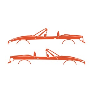 Set Of 2 Lowered Car Silhouette Decal Stickers For Mazda Miata MX5 NA Orange