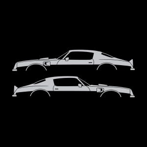 Set Of 2 Car Silhouette Decal Stickers For Pontiac Firebird Trans Am 1974 2nd Gen Silver