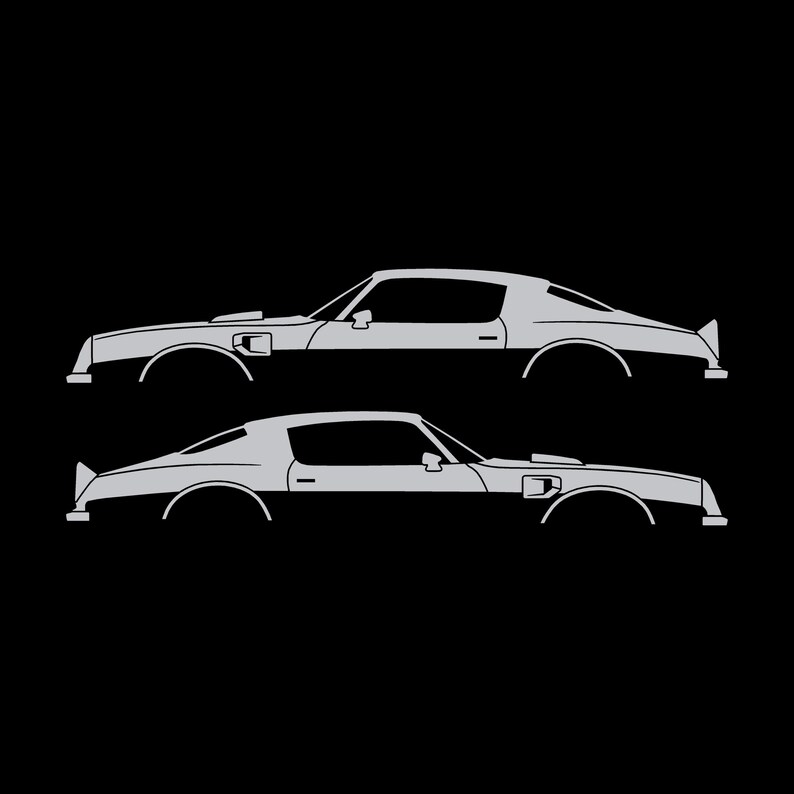 Set Of 2 Car Silhouette Decal Stickers For Pontiac Firebird Trans Am 1974 2nd Gen Silver