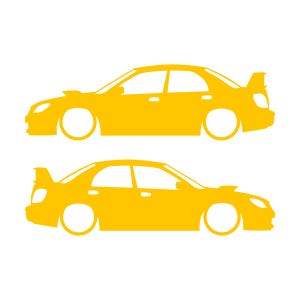 Set Of 2 Car Silhouette Decal Stickers For Subaru Impreza WRX STI 2nd Gen Hawk Eye Yellow