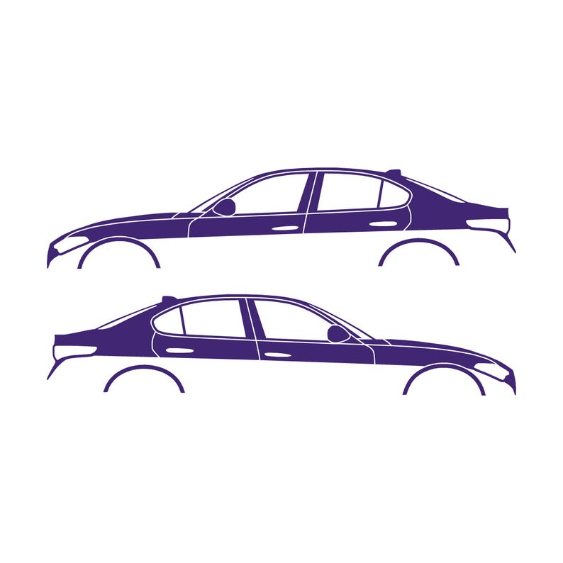 Set Of 2 Lowered Car Silhouette Decal Stickers For Alfa Romeo Giulia 952 2016 Purple