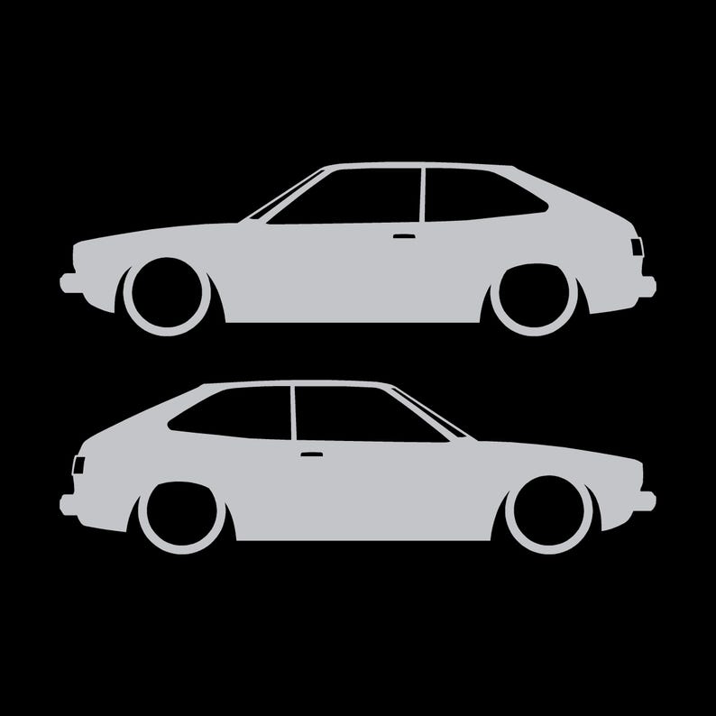 Set Of 2 Lowered Car Silhouette Decal Stickers For Honda Accord Hatch 1st Gen Classic Hatchback Silver