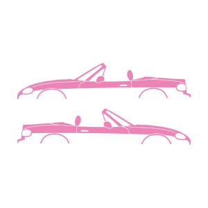Set Of 2 Lowered Car Silhouette Decal Stickers For Mazda Miata MX5 NB Soft Pink