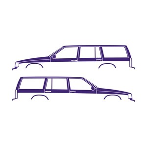Conjunto de 2 adesivos com silhueta de carro para Volvo 945 Wagon Roxo