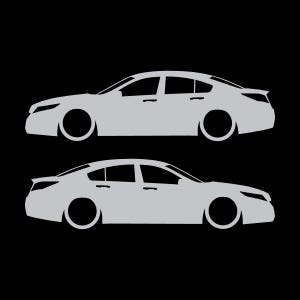 Set Of 2 Lowered Car Silhouette Decal Stickers For Acura TL 4th Gen UA8 2009-14 Silver