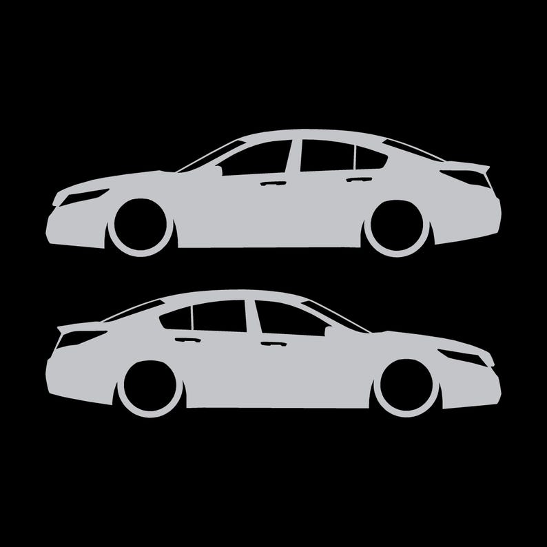 Set Of 2 Lowered Car Silhouette Decal Stickers For Acura TL 4th Gen UA8 2009-14 Silver