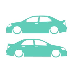 Set Of 2 Lowered Car Silhouette Decal Stickers For Toyota Corolla S XRS 9th Gen Sedan Mint