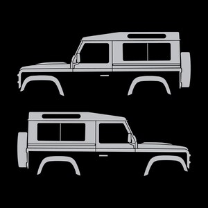 Set Of 2 Car Silhouette Decal Stickers For Land Rover Defender 90 Classic Wagon Silver