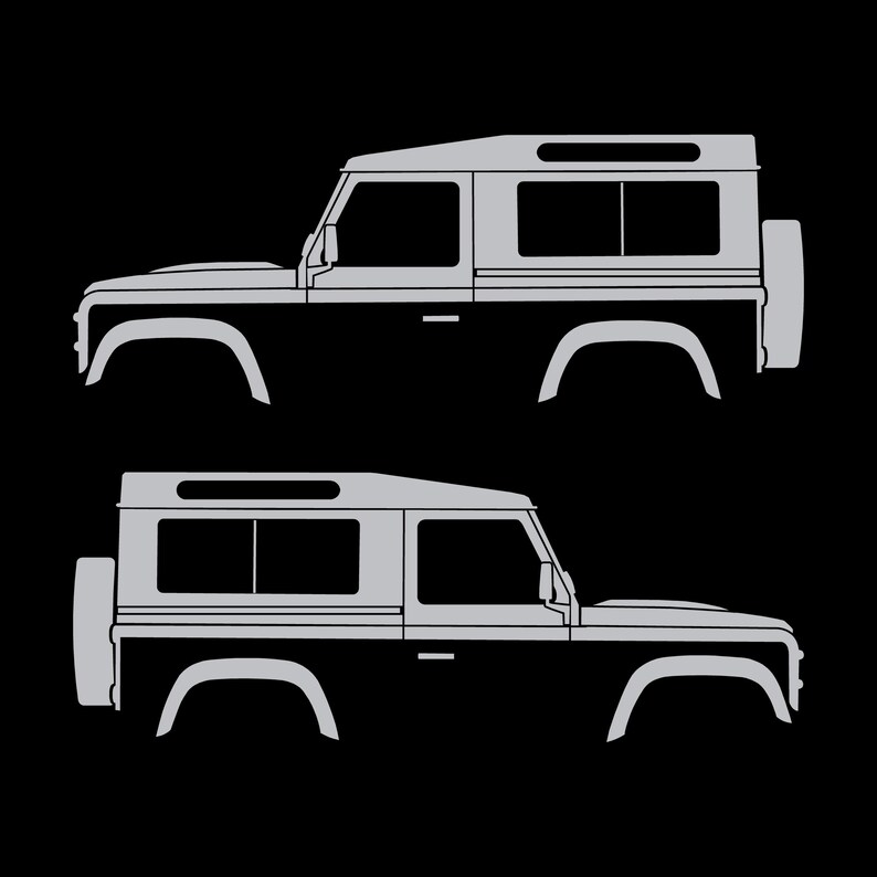 Set Of 2 Car Silhouette Decal Stickers For Land Rover Defender 90 Classic Wagon Silver