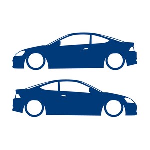 Set Of 2 Lowered Car Silhouette Decal Stickers For Acura RSX DC5 Coupe Blue