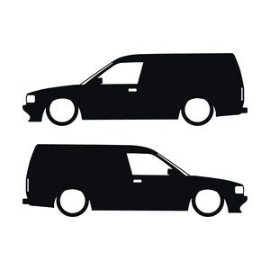 Juego de 2 pegatinas decorativas con silueta de furgoneta rebajada para Rover Maestro Negro
