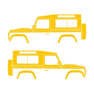 Set Of 2 Car Silhouette Decal Stickers For Land Rover Defender 90 Classic Wagon Yellow