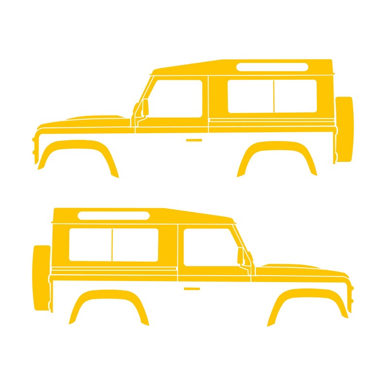 Set Of 2 Car Silhouette Decal Stickers For Land Rover Defender 90 Classic Wagon Yellow
