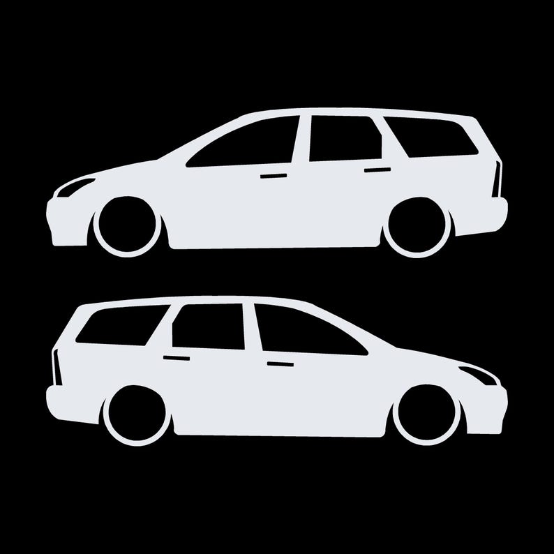 Set Of 2 Car Silhouette Decal Stickers For Ford Cortina Mk1 Estate Wagon White