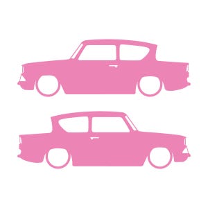 Lot de 2 autocollants silhouette de voiture pour Ford Anglia 105e Soft Pink