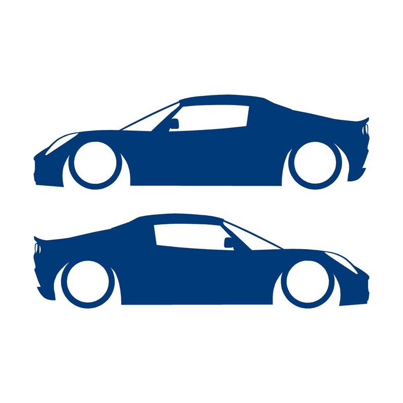 Juego de 2 pegatinas decorativas con silueta de coche rebajado para Lotus Elise S2 Azul
