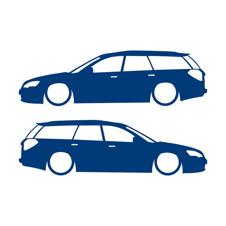 Juego de 2 pegatinas decorativas con silueta de coche rebajado para Subaru Legacy BP Wagon de cuarta generación. Azul
