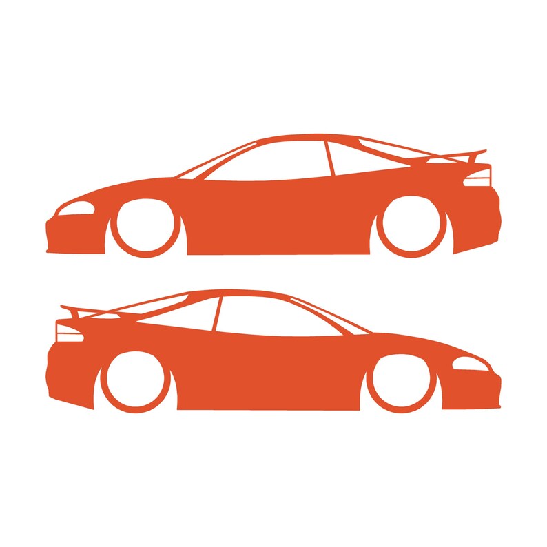 Set Of 2 Lowered Car Silhouette Decal Stickers For Eagle Talon TSi 2G Orange
