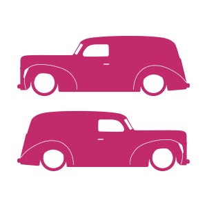 Set Of 2 Van Silhouette Decal Stickers For 1940 Ford DeLuxe Sedan Delivery Hot Rod Pink
