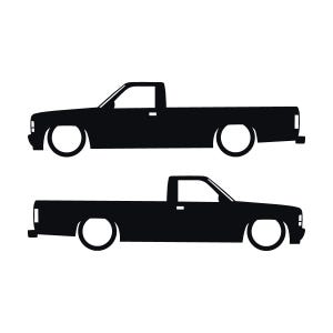 Set med 2 lastbilssilhuettdekaler för Dodge Dakota 1:a generationens single cab pickup Svart