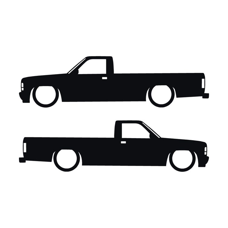 Set med 2 lastbilssilhuettdekaler för Dodge Dakota 1:a generationens single cab pickup Svart