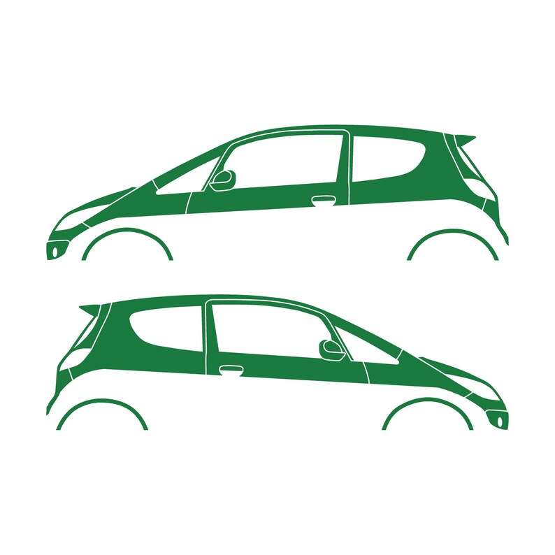 Set Of 2 Car Silhouette Decal Stickers For Mitsubishi Colt CZT Green