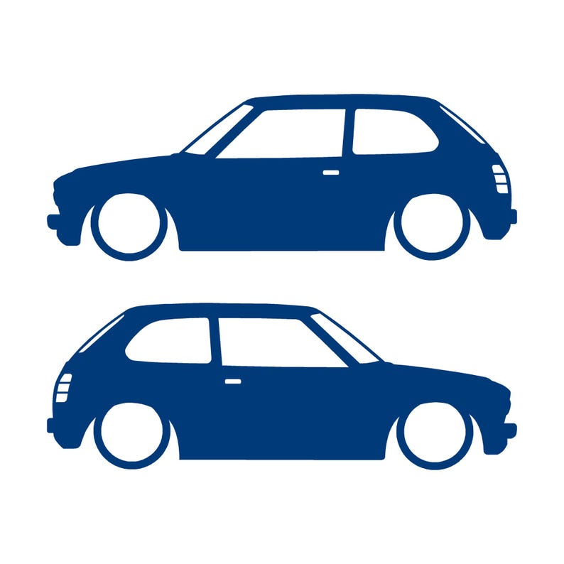 Set di 2 adesivi a forma di silhouette per auto Honda Civic EG Hatch Si 5a generazione B16 JDM Blu