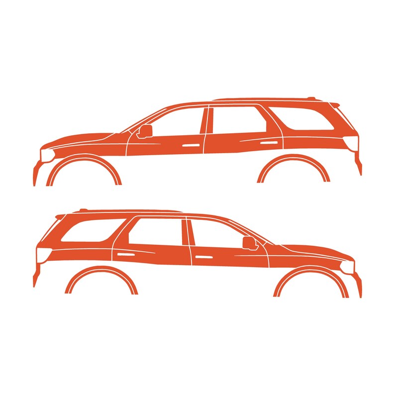 Set Of 2 Car Silhouette Decal Stickers For Dodge Durango 3rd Gen Orange