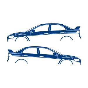 Set Of 2 Lowered Car Silhouette Decal Stickers For Mitsubishi Lancer Evo X 10 Blue