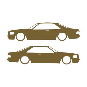 Set Of 2 Lowered Car Silhouette Decal Stickers For Mercedes W126 Coupe Gold