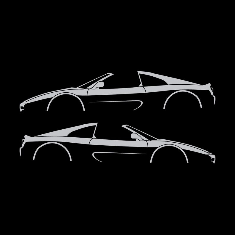 Set Of 2 Car Silhouette Decal Stickers For SuperFerrari F355 GTS Silver