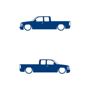 Set Of 2 Lowered Truck Silhouette Decal Stickers For Chevrolet Silverado Extended Cab 1999- 2002 Pickup Blue