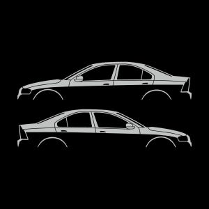 Set Of 2 Car Silhouette Decal Stickers For Volvo S60 R 1st Gen 2001-09 Light Grey