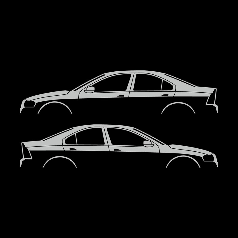 Set Of 2 Car Silhouette Decal Stickers For Volvo S60 R 1st Gen 2001-09 Light Grey